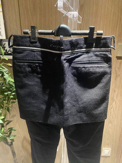 Undercover Wool Detachable Panel Pants-Skirt