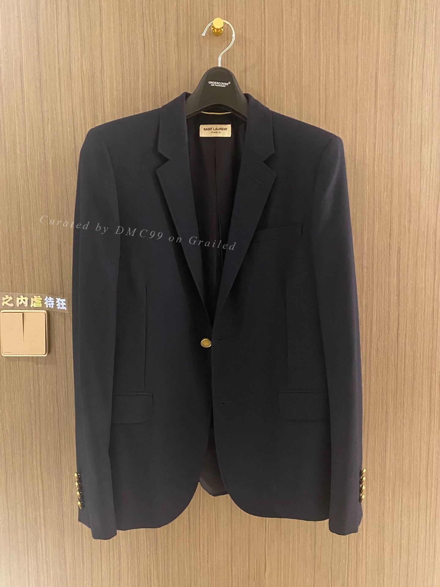 Saint Laurent SLP Wool Gold Button Blazer 48