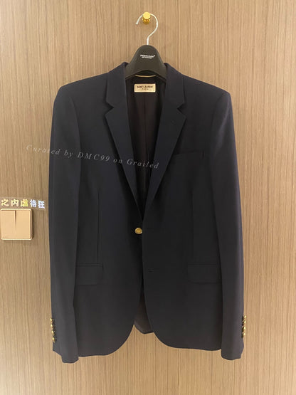 Saint Laurent SLP Wool Gold Button Blazer 48