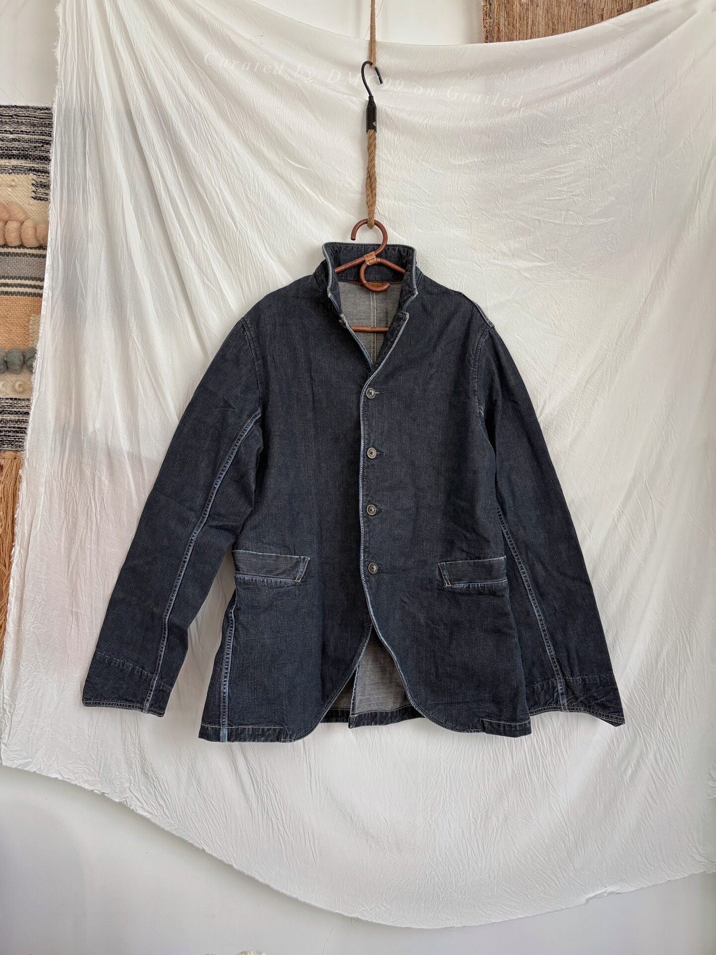 Kapital Vintage Denim Open-Front Blazer