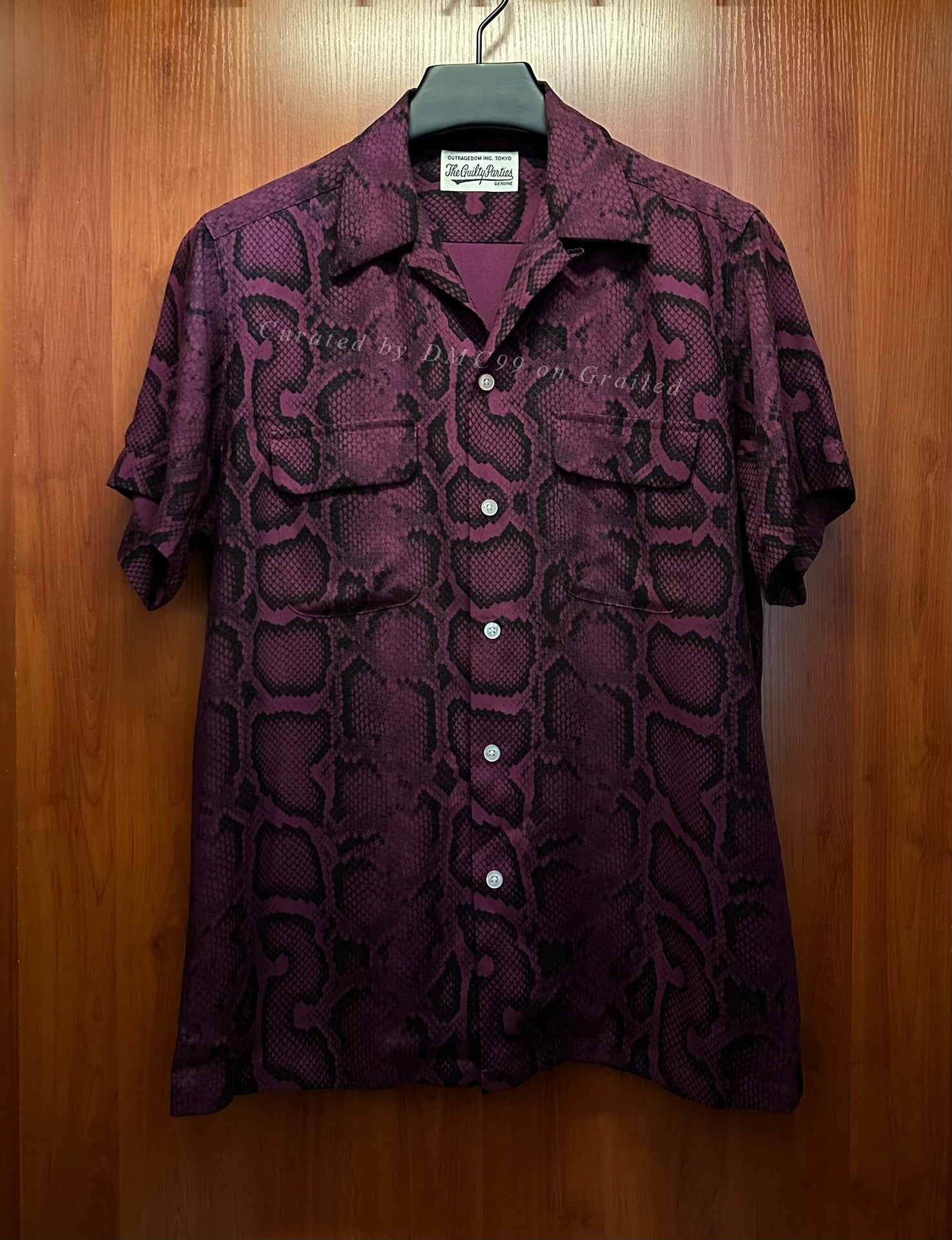 Wacko Maria Purple Snake Print Short-Sleeve Shirt