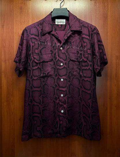Wacko Maria Purple Snake Print Short-Sleeve Shirt