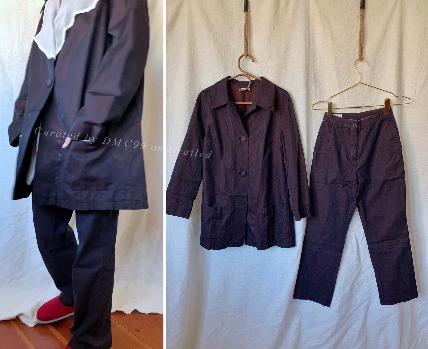 Dries Van Noten 90s Iridescent Loose Suit Set