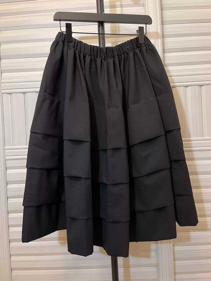 Black CDG layered Woolen Skirt