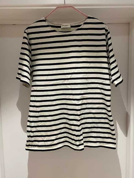 saint-laurent-black-and-white-striped-t-shirtMen's / US XL / EU 56 / 4WhiteGently Used in White, Men's / US XL / EU 56 / 4,Gently Used