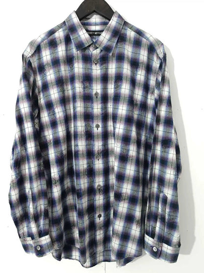 Issey Miyake Plaid Seal Textured Long Sleeve Shirt Jacket