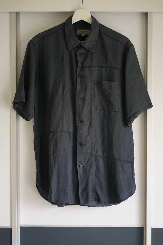 yohji-yamamoto-12ss-splicing-flax-shirtMen's / US L / EU 52-54 / 3BlackGently Used in Black, Men's / US L / EU 52-54 / 3,Gently Used