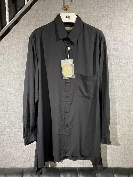 yohji-yamamoto-tencel-long-shirtMen's / US XL / EU 56 / 4BlackGently Used in Black, Men's / US XL / EU 56 / 4,Gently Used