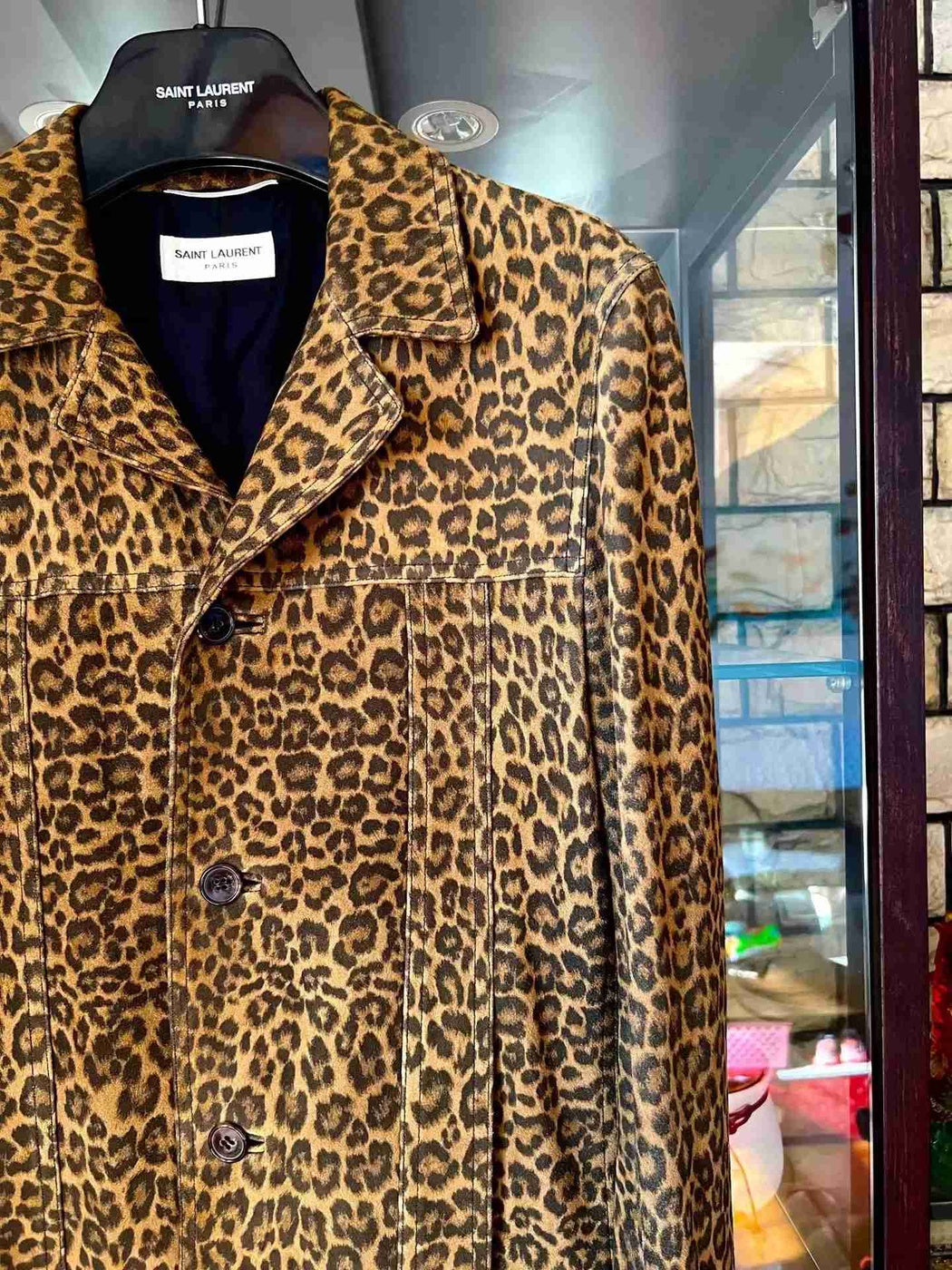 15ss-lamp-skin-leopard-leather-jacket-by-hedi-size-46Men's / US M / EU 48-50 / 2YellowGently Used in Yellow, Men's / US M / EU 48-50 / 2,Gently Used