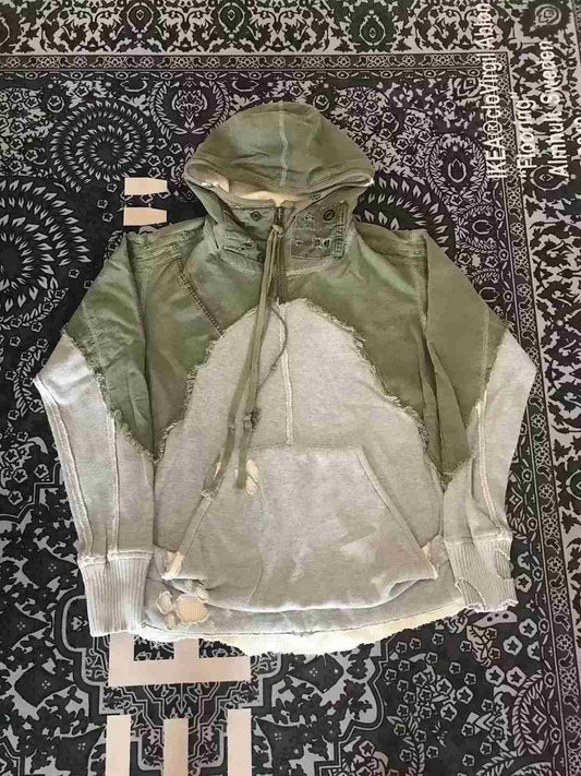 greg-lauren-patchwork-hoodie-size-1-army-greenMen's / US S / EU 44-46 / 1Green/greyGently Used in Green/grey, Men's / US S / EU 44-46 / 1,Gently Used