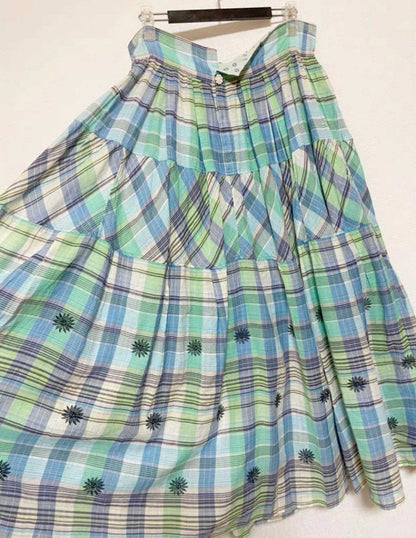 45RPM Plaid Pleated Midi Skirt