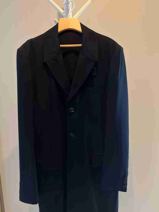 yohji-yamamoto-slogan-printed-suit-coatMen's / US L / EU 52-54 / 3BlackGently Used in Black, Men's / US L / EU 52-54 / 3,Gently Used