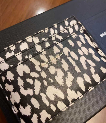 Saint Laurent Black and white leopard print card case
