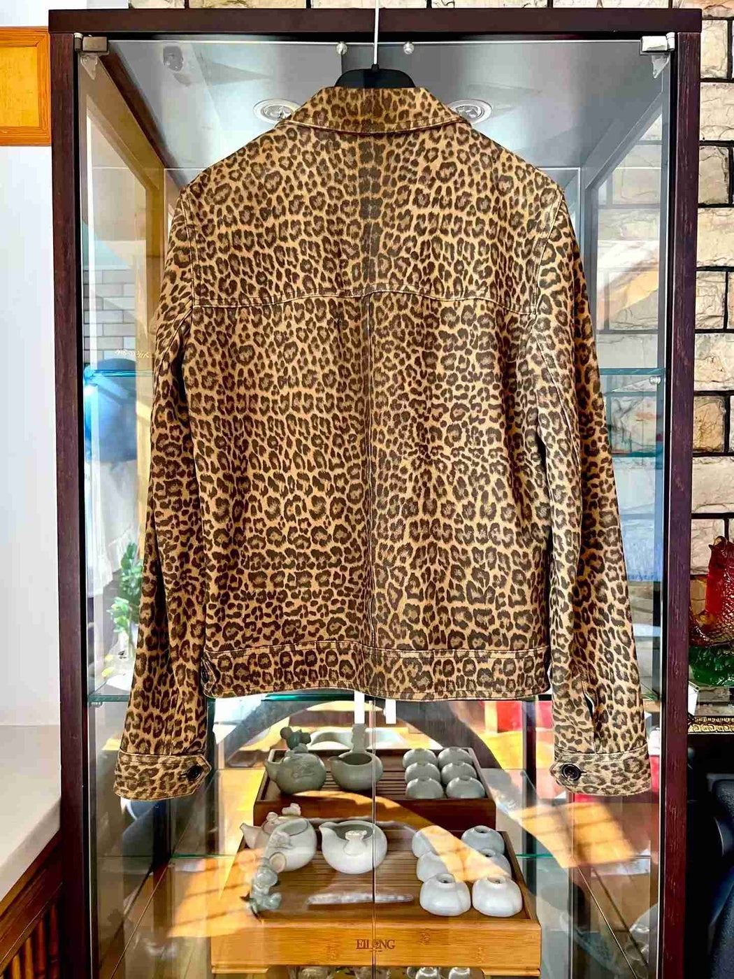 15Ss Lamp Skin Leopard Leather Jacket By Hedi Size 46