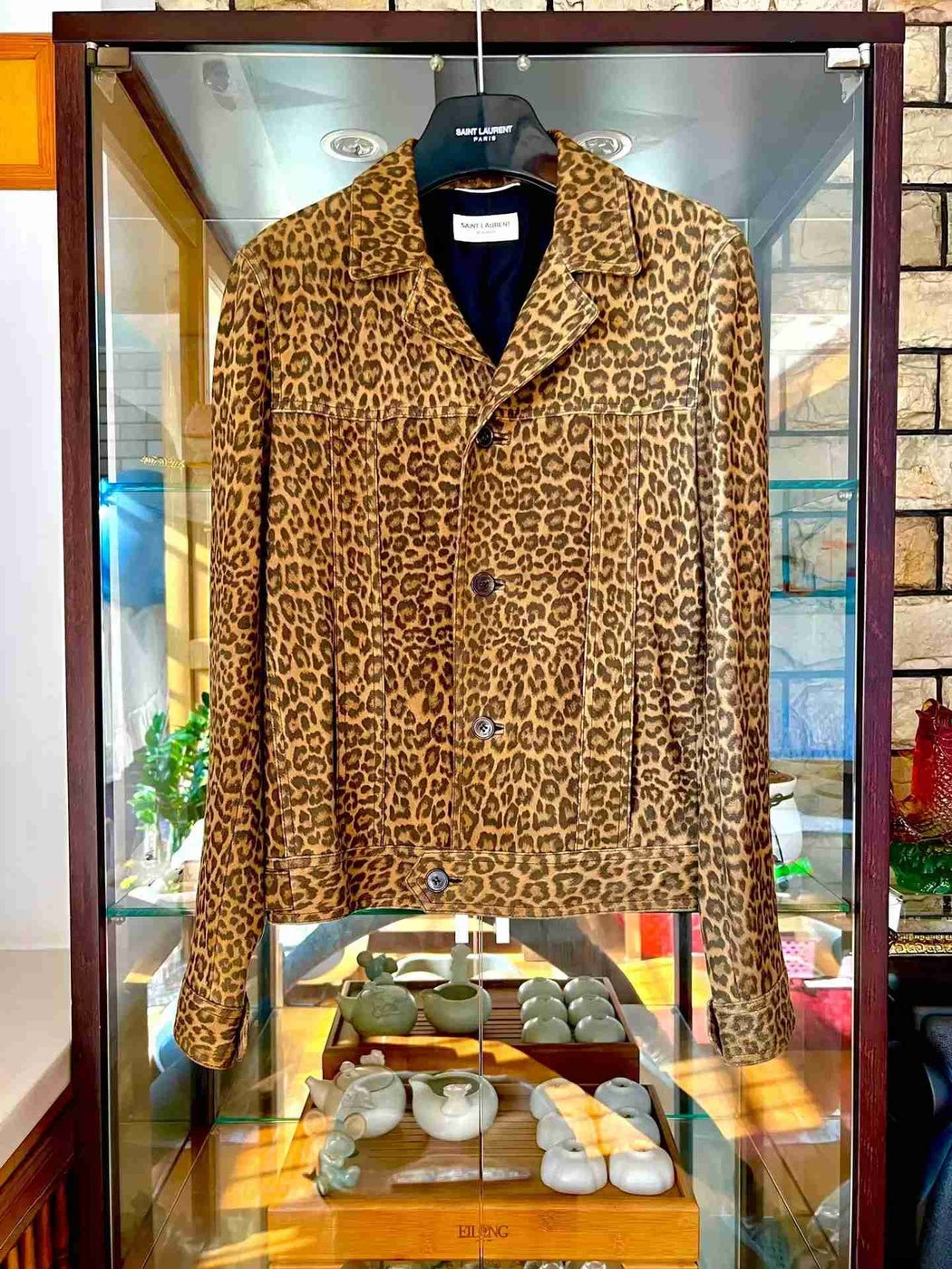 15Ss Lamp Skin Leopard Leather Jacket By Hedi Size 46