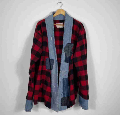 greg-lauren-17fw-checked-shirt-kimono-size-3Men's / US L / EU 52-54 / 3RedGently Used in Red, Men's / US L / EU 52-54 / 3,Gently Used