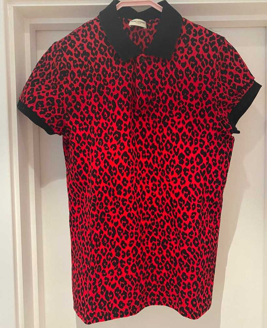 saint-laurent-leopard-print-polo-shirtMen's / US L / EU 52-54 / 3RedGently Used in Red, Men's / US L / EU 52-54 / 3,Gently Used