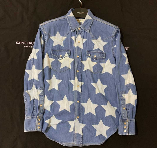 saint-laurent-star-shirtMen's / US L / EU 52-54 / 3BlueGently Used in Blue, Men's / US L / EU 52-54 / 3,Gently Used