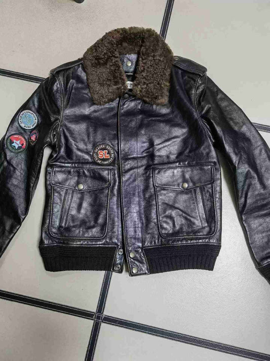 saint-laurent-pilot-badge-embroidered-leather-jacketMen's / US L / EU 52-54 / 3BlackGently Used in Black, Men's / US L / EU 52-54 / 3,Gently Used