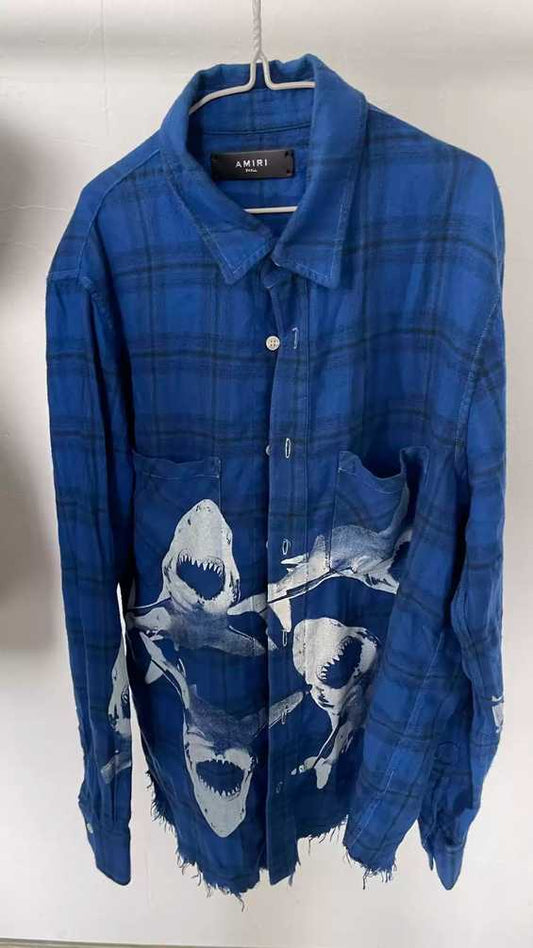 amiri-shark-plaid-shirtMen's / US S / EU 44-46 / 1BlueGently Used in Blue, Men's / US S / EU 44-46 / 1,Gently Used