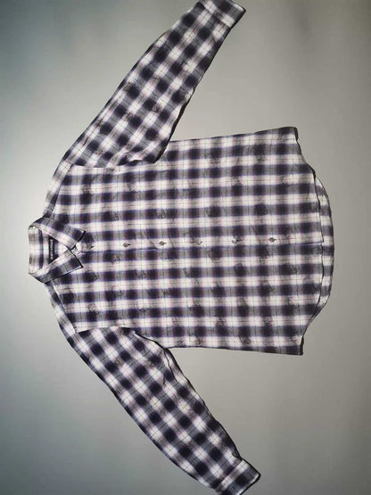 Issey Miyake Plaid Seal Textured Long Sleeve Shirt Jacket