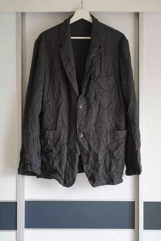 yohji-yamamoto-gray-wool-pleated-suitMen's / US L / EU 52-54 / 3BlackGently Used in Black, Men's / US L / EU 52-54 / 3,Gently Used