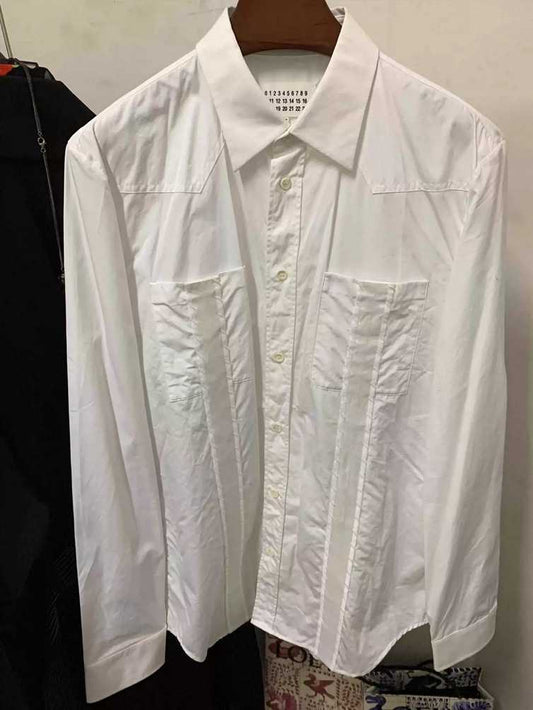 【maison-margiela】poplin-paneled-shirtMen's / US M / EU 48-50 / 2WhiteGently Used in White, Men's / US M / EU 48-50 / 2,Gently Used