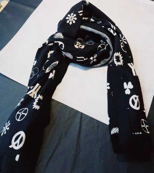 yohji-yamamoto-wool-patterned-scarfONE SIZEBlackNew in Black, ONE SIZE,New
