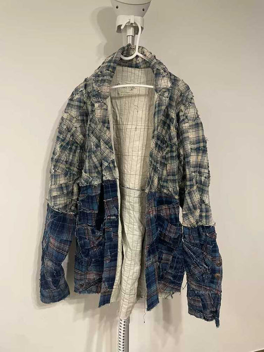 greg-lauren-patchwork-overcoat-size-1-blueMen's / US S / EU 44-46 / 1BlueGently Used in Blue, Men's / US S / EU 44-46 / 1,Gently Used