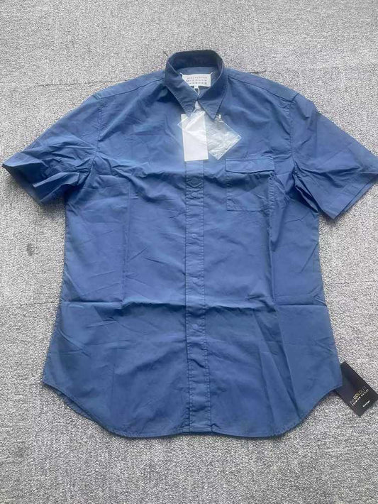 maison-margiela-gray-blue-short-sleeved-shirt-for-menMen's / US XXS / EU 40BlueNew in Blue, Men's / US XXS / EU 40,New