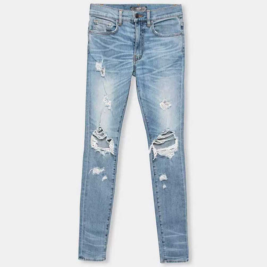 amiri-blue-denim-distressed-skinny-jeansMen's / US 29BlueGently Used in Blue, Men's / US 29,Gently Used